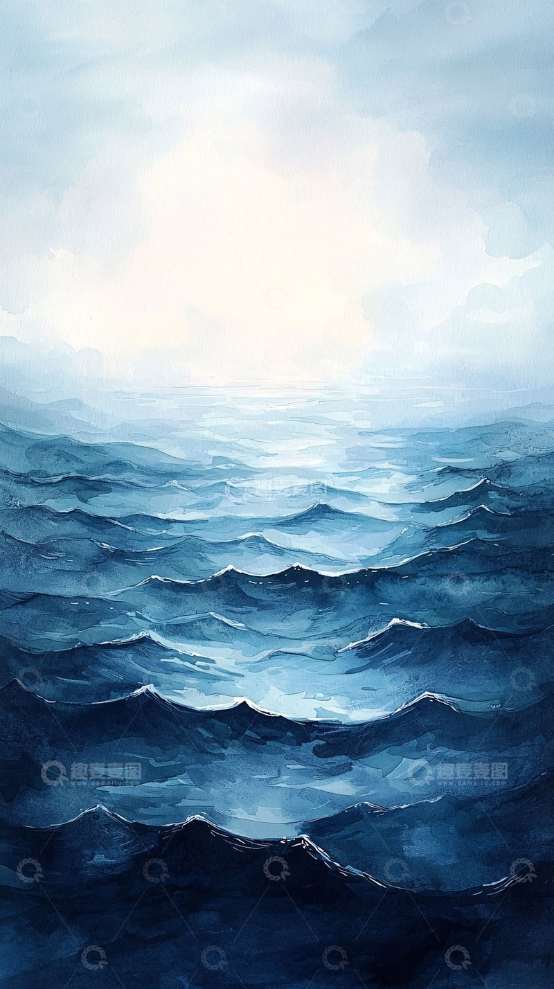 高清大图下载【趣麦麦图】波光粼粼的蓝色大海