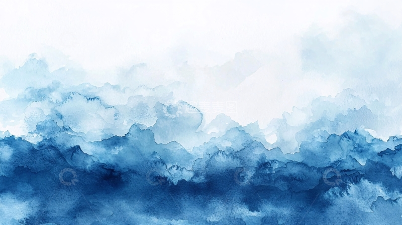 高清大图下载【趣麦麦图】水彩风格的蓝色山脉纹理