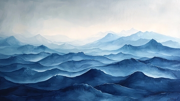 层峦叠嶂的蓝色山脉