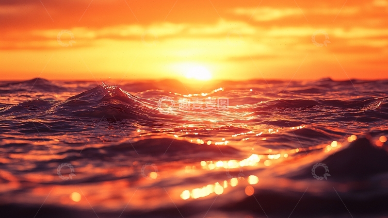 高清大图下载【趣麦麦图】海上日落的壮丽景色