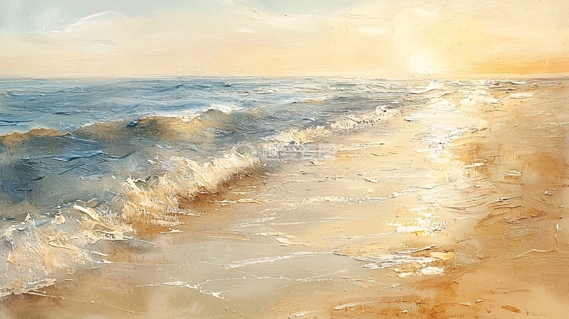 高清大图下载【趣麦麦图】海边日出波光粼粼