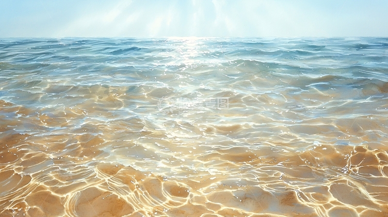 高清大图下载【趣麦麦图】阳光照耀下的清澈海水