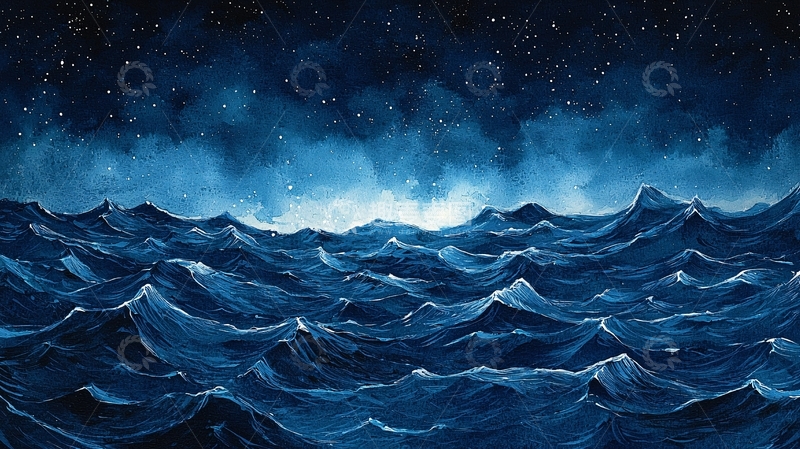 高清大图下载【趣麦麦图】深蓝色的汹涌波涛