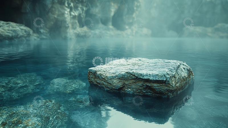 高清大图下载【趣麦麦图】平静水面上的石头