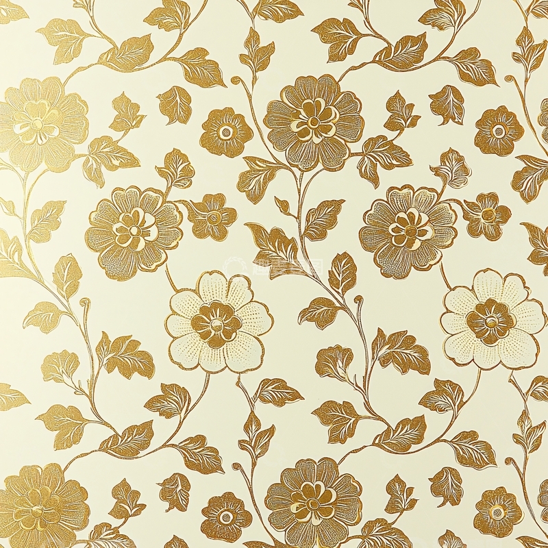 高清大图下载【趣麦麦图】金色花朵藤蔓壁纸