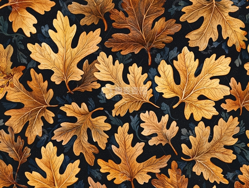 高清大图下载【趣麦麦图】金黄色落叶图案