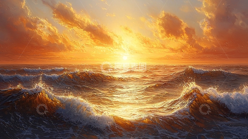 高清大图下载【趣麦麦图】壮丽海面日出