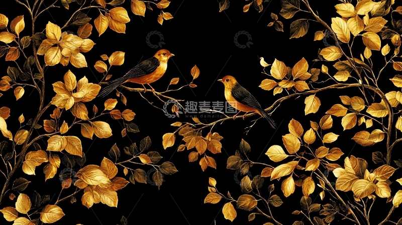 高清大图下载【趣麦麦图】金色花鸟高清图片