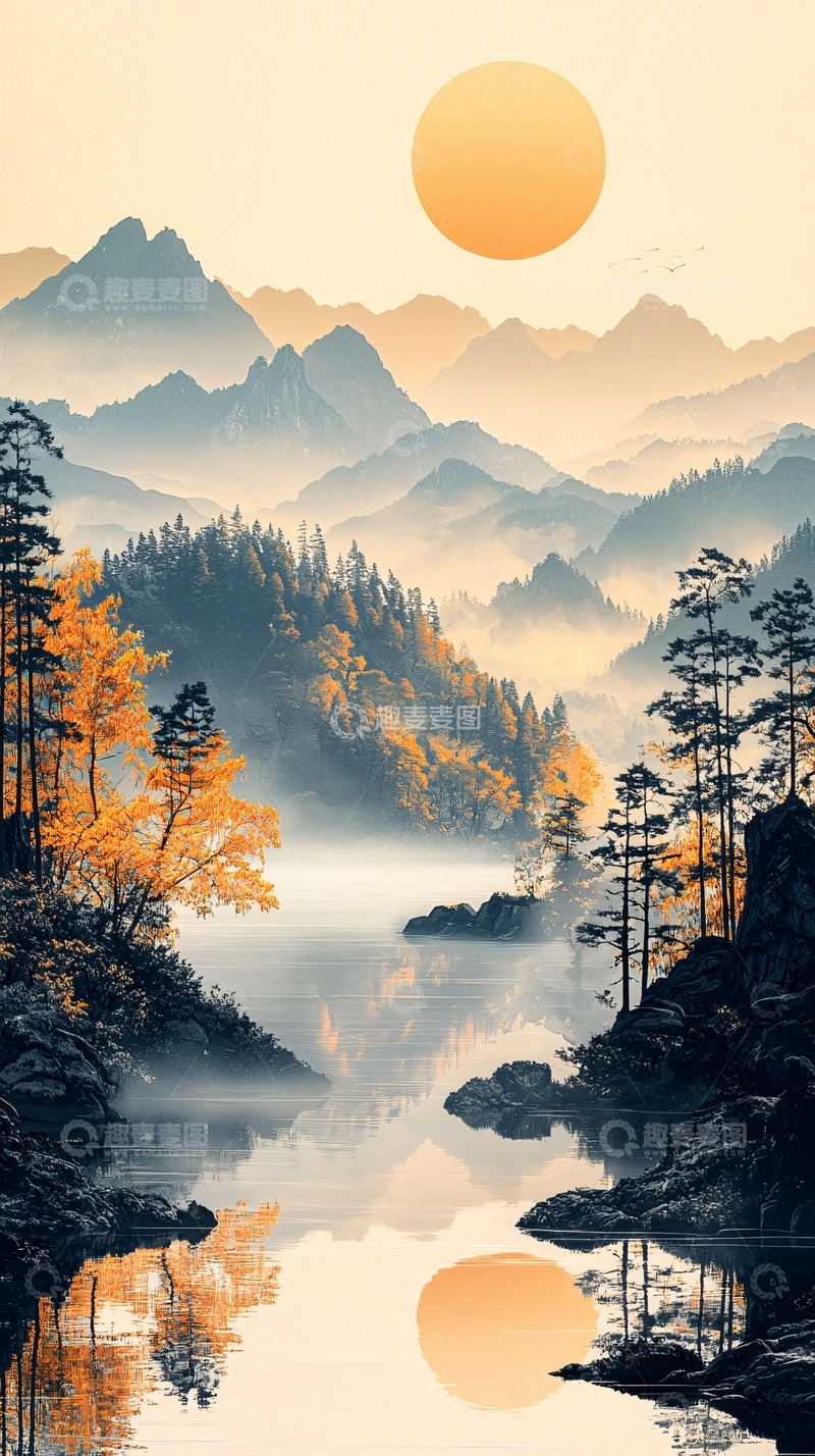 高清大图下载【趣麦麦图】山水画意境高清图片