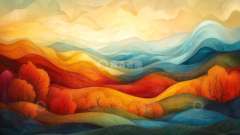 高清大图下载【趣麦麦图】抽象秋日山景