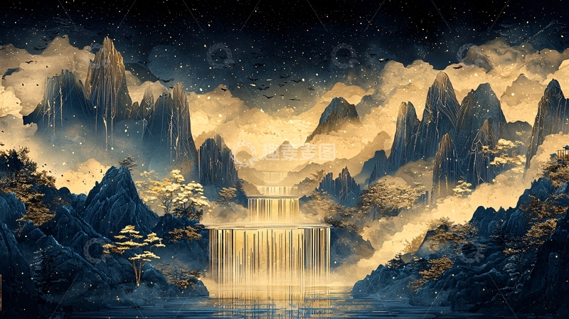 高清大图下载【趣麦麦图】水墨山水云雾缭绕