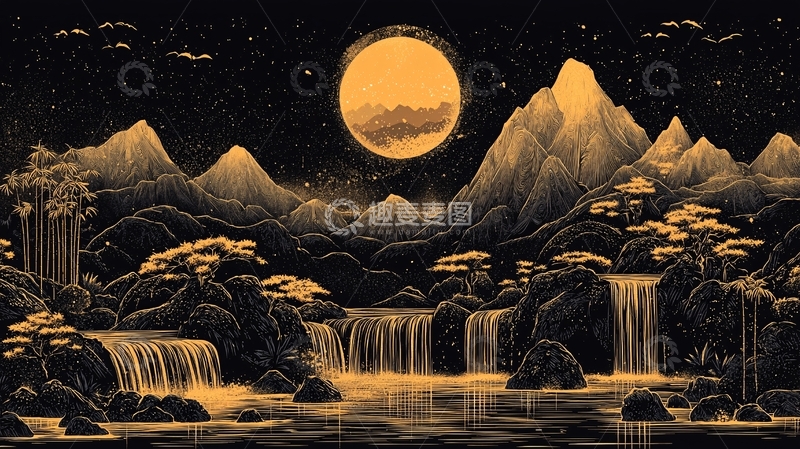 高清大图下载【趣麦麦图】水墨风山水高清图片