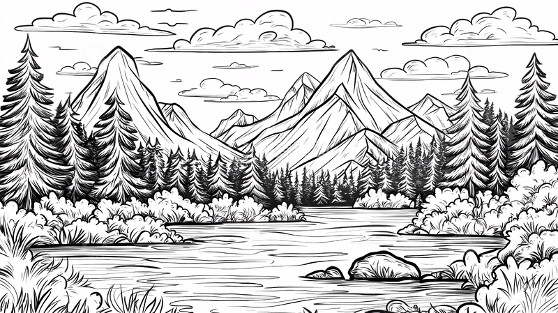 高清大图下载【趣麦麦图】山水风景速写画