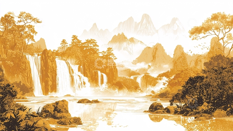 高清大图下载【趣麦麦图】水墨风格山水画