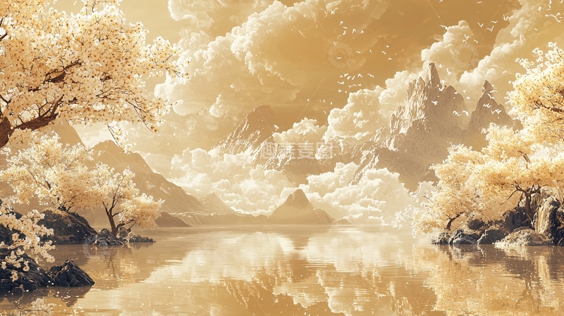 高清大图下载【趣麦麦图】金色梦幻山水