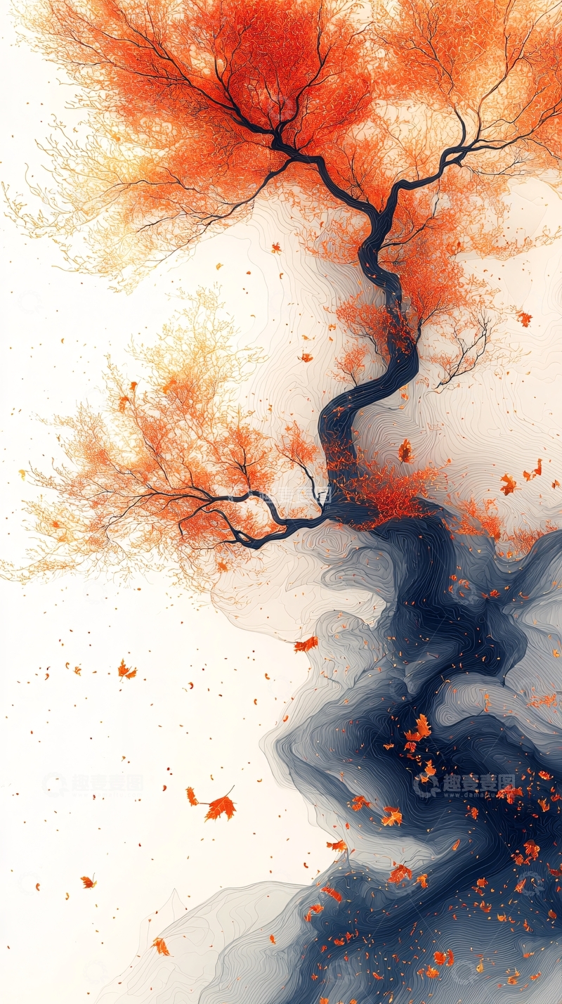 高清大图下载【趣麦麦图】秋日红叶树高清图片