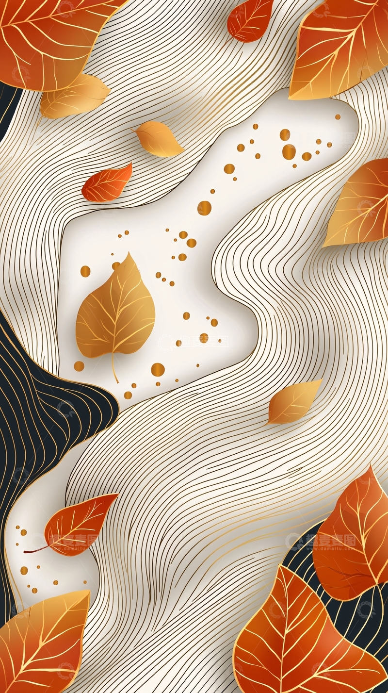 高清大图下载【趣麦麦图】秋叶飘落的抽象画