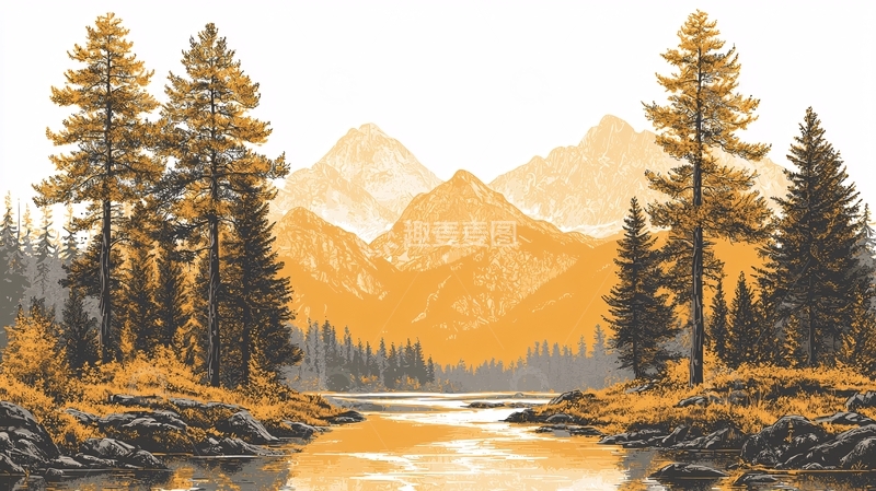 高清大图下载【趣麦麦图】河流山脉森林的风景