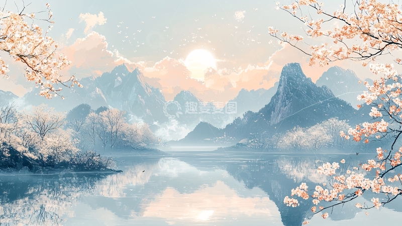 高清大图下载【趣麦麦图】水面倒影山景唯美治愈系