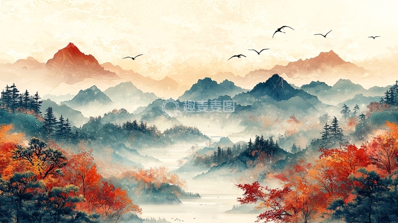 高清大图下载【趣麦麦图】-水墨山水风景画