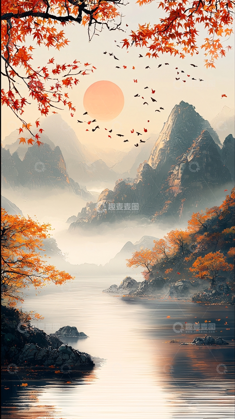 高清大图下载【趣麦麦图】秋日山水唯美意境