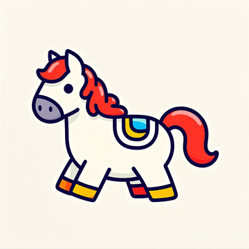 Q版卡通彩色小马驹