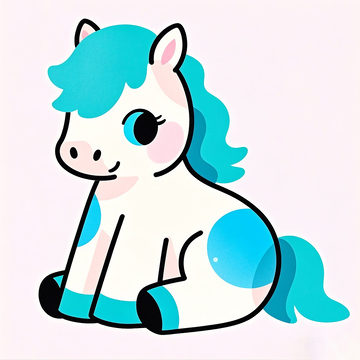 Q版卡通手绘坐姿小马驹