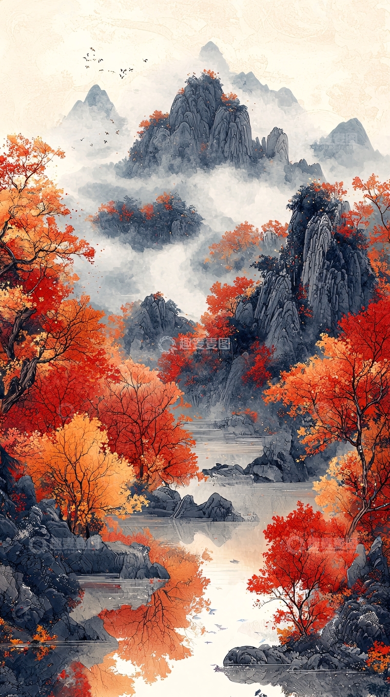高清大图下载【趣麦麦图】秋日山水写意风景