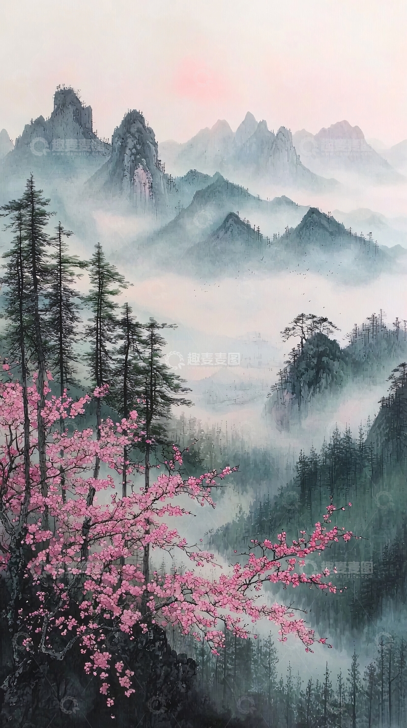 高清大图下载【趣麦麦图】水墨风山水画