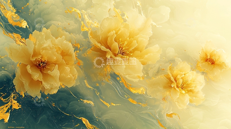 高清大图下载【趣麦麦图】金色花朵朦胧唯美意境