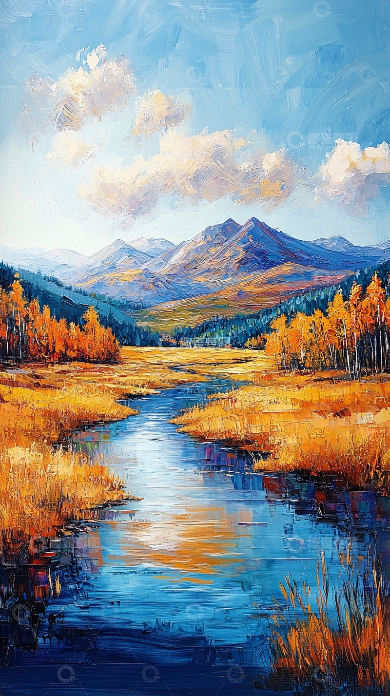 高清大图下载【趣麦麦图】山水油画风景如画