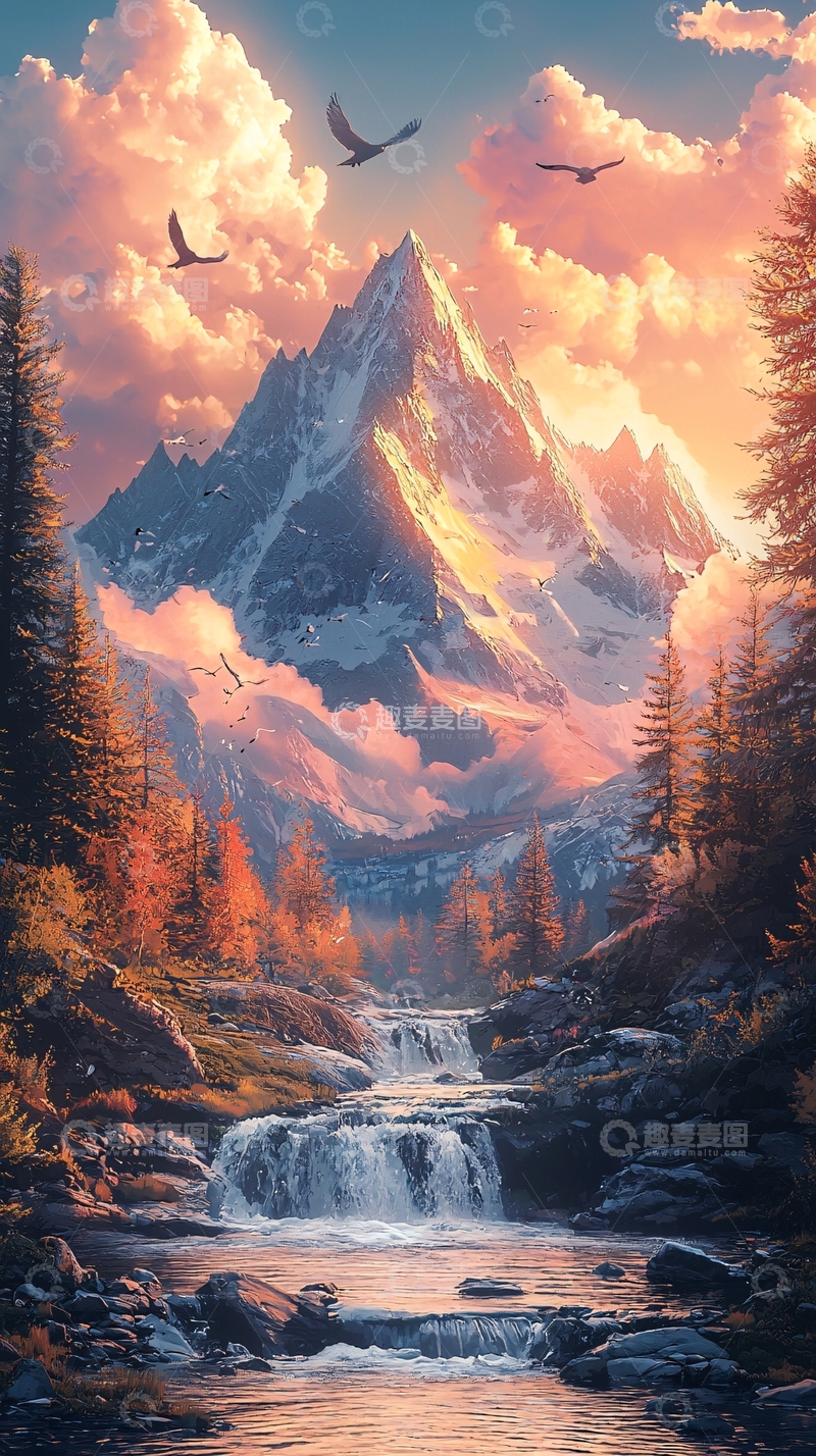 高清大图下载【趣麦麦图】山峰云雾缭绕美景