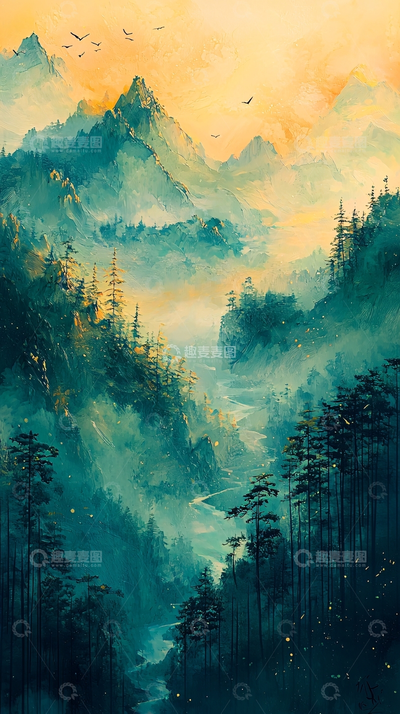 高清大图下载【趣麦麦图】山峰云雾缭绕