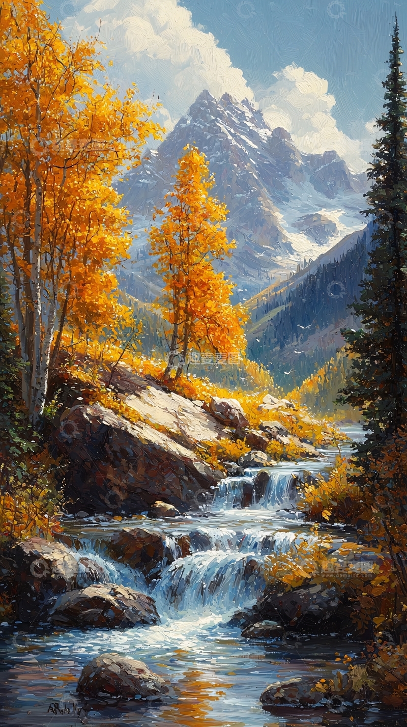 高清大图下载【趣麦麦图】秋日山间溪流美景