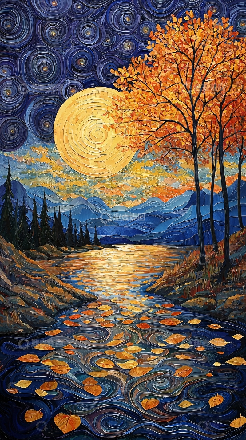 高清大图下载【趣麦麦图】秋夜星空下的湖畔美景