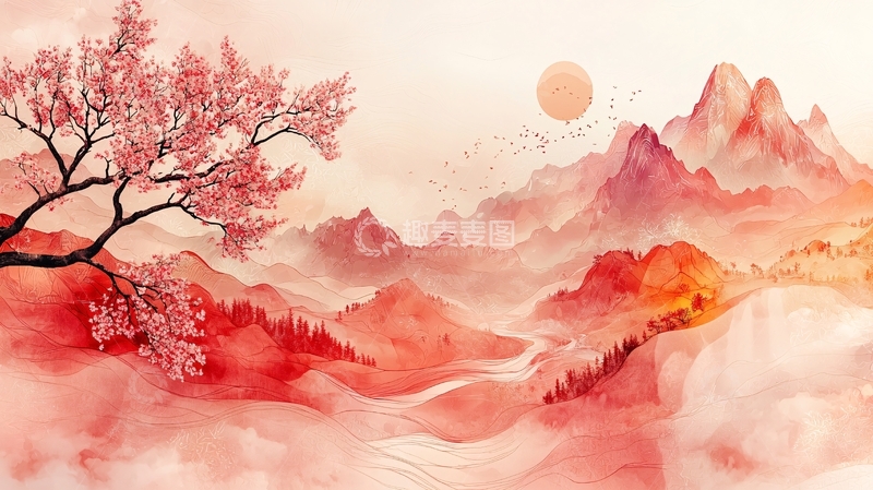 高清大图下载【趣麦麦图】水墨风山水画