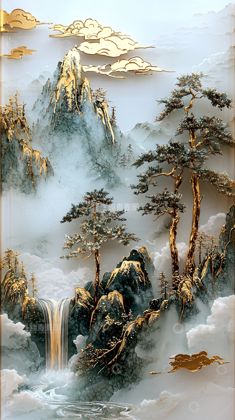 高清大图下载【趣麦麦图】中国风山水画艺术壁画