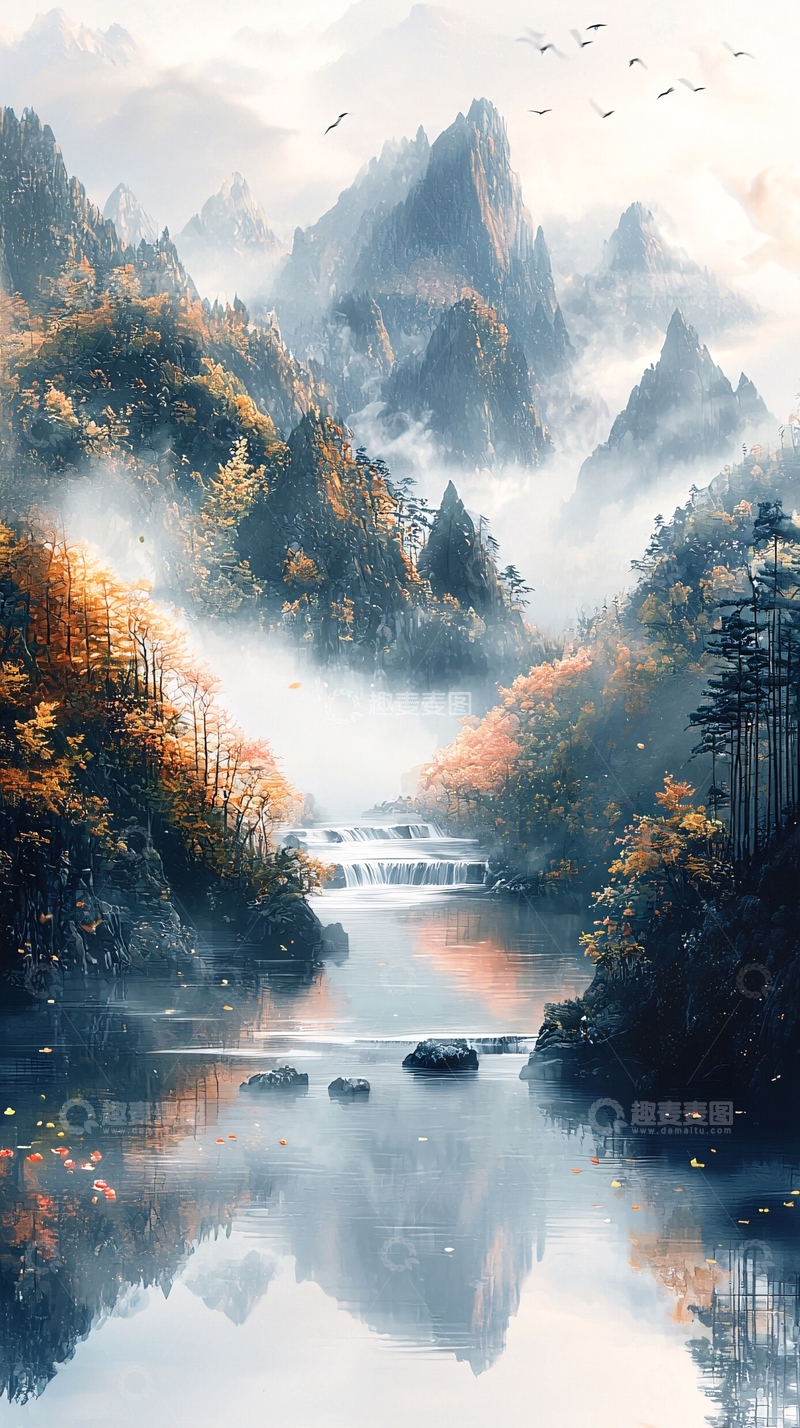 高清大图下载【趣麦麦图】山水水墨画高清图片