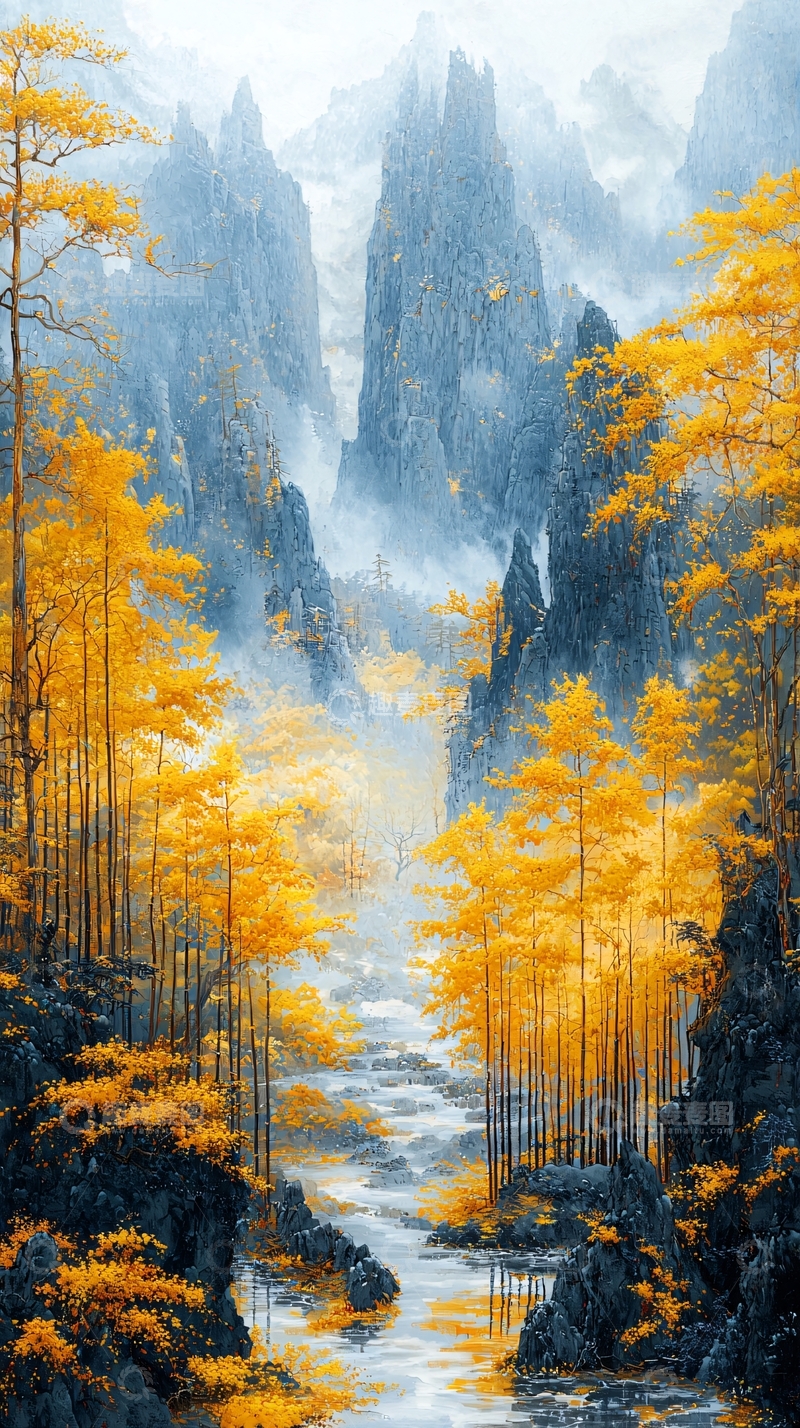 高清大图下载【趣麦麦图】金色秋日山水风景画