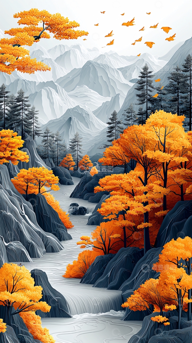 高清大图下载【趣麦麦图】秋日山水风景图