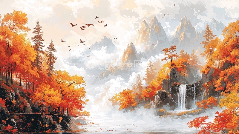 高清大图下载【趣麦麦图】秋日山水如画美景