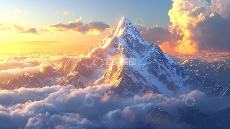 高清大图下载【趣麦麦图】雪山云海日出景观