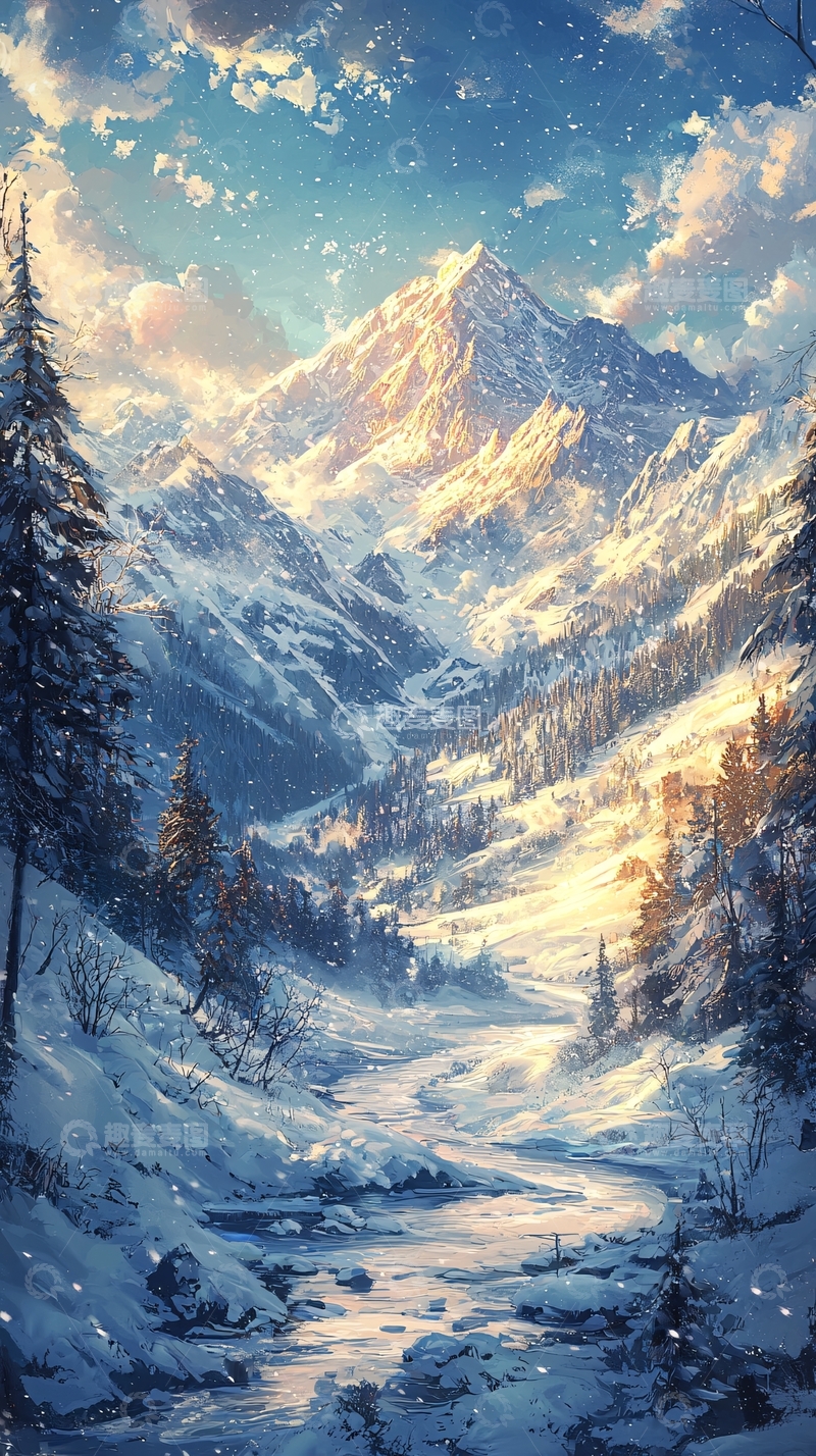 高清大图下载【趣麦麦图】雪山在阳光下闪耀