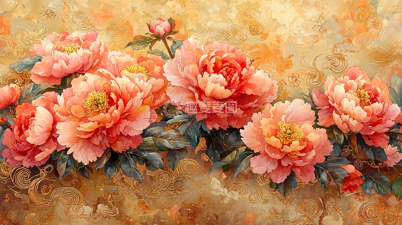高清大图下载【趣麦麦图】粉色牡丹花簇