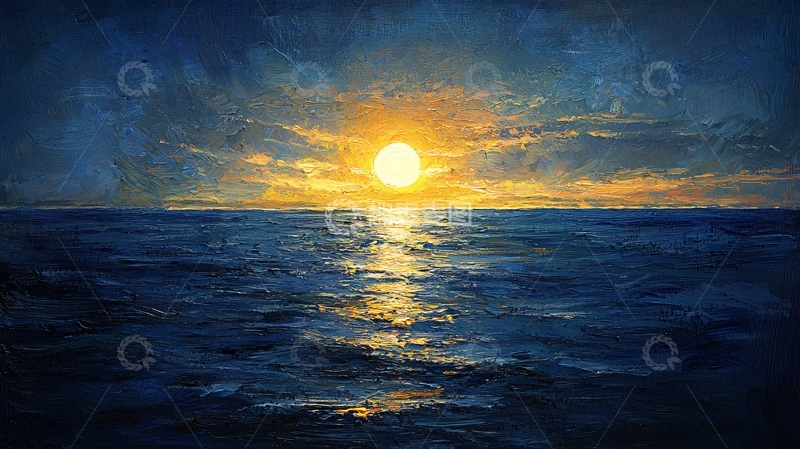 高清大图下载【趣麦麦图】海面日出高清图片