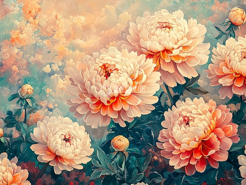 高清大图下载【趣麦麦图】淡彩牡丹花高清图片