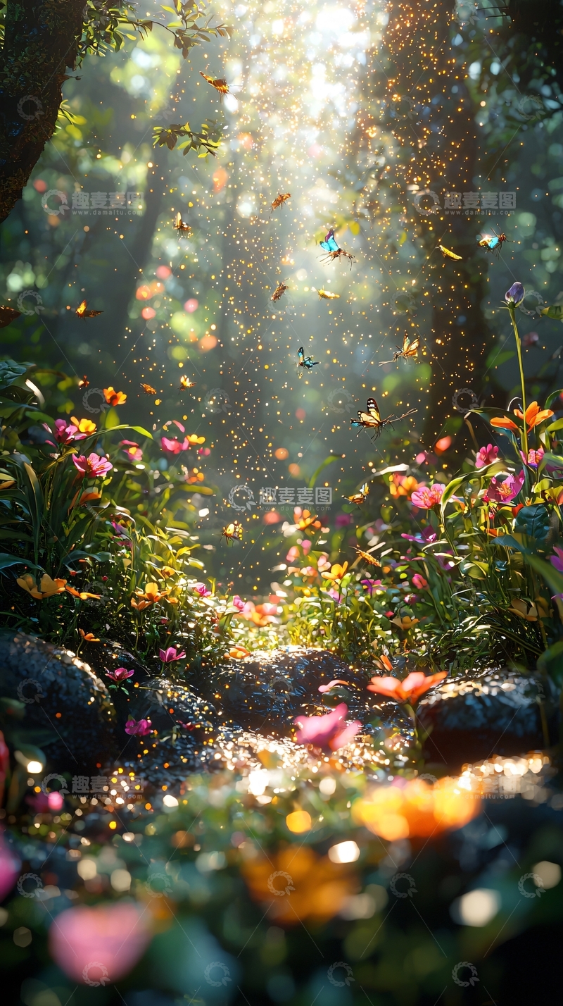 高清大图下载【趣麦麦图】阳光穿过树林