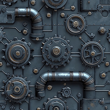 复杂齿轮和管道的工业纹理