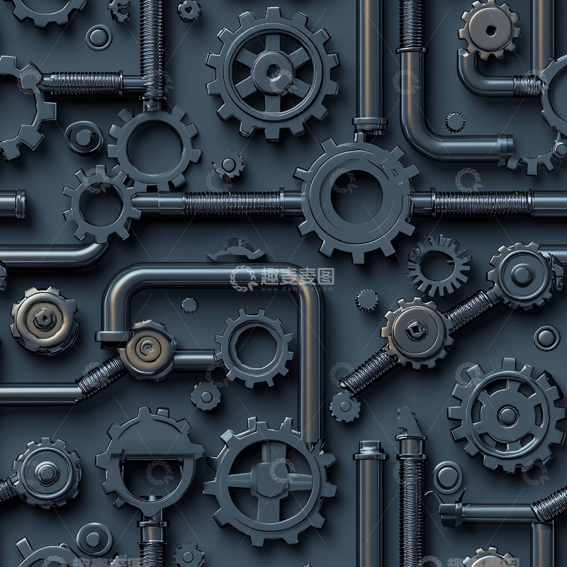 高清大图下载【趣麦麦图】齿轮管道的复杂机械构造