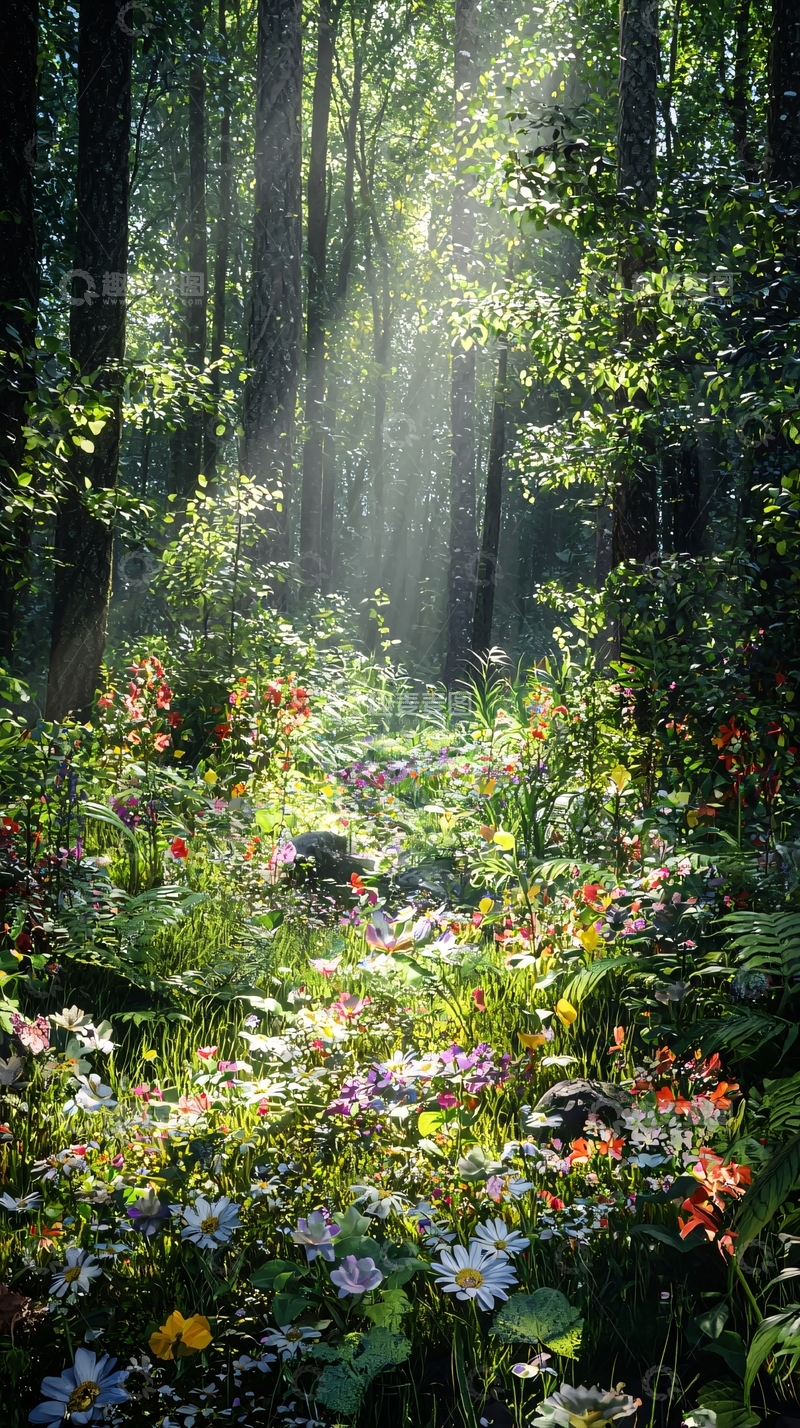 高清大图下载【趣麦麦图】森林阳光花海